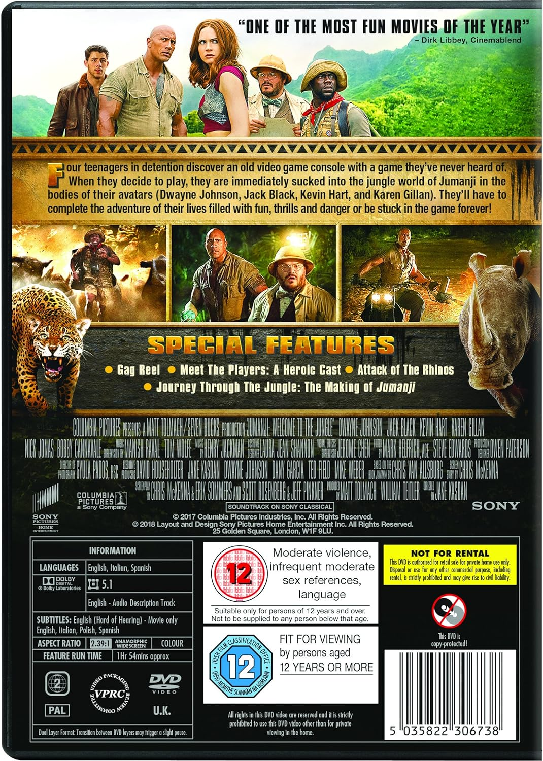 Jumanji: Welcome To The Jungle [DVD]